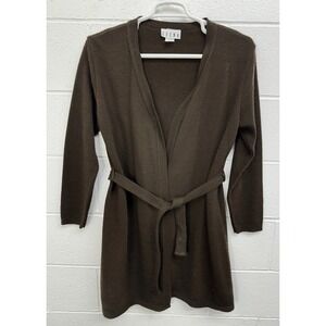 Erena Sweater Brown Open Front Long Sleeve Duster Belted Cardigan / Women's M